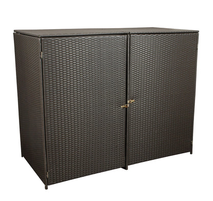 Contenitore per rifiuti 78x150x123cm per 2 tonnellate fino a 240 litri, acciaio + polyrattan mocca