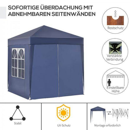 Faltpavillon Festzelt 2 grosse Fenster blau, 2x2x2,4 m - Palo24