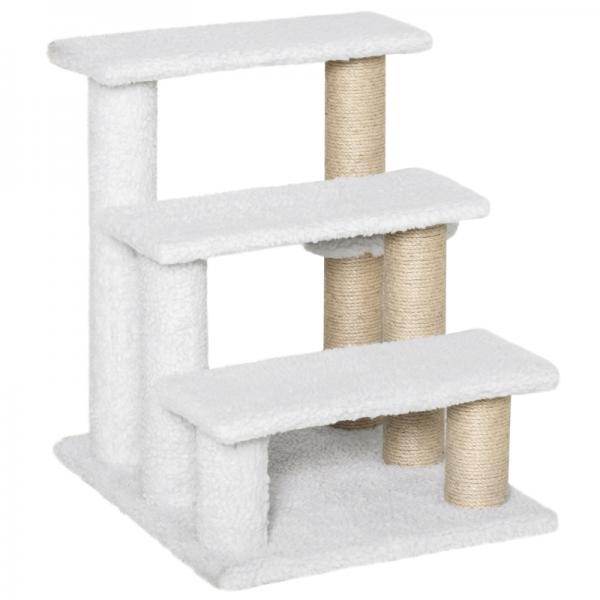 Haustiertreppe Ball 3-stufige Katzentreppe Hundetreppe Tiertreppe Weiss - Palo24