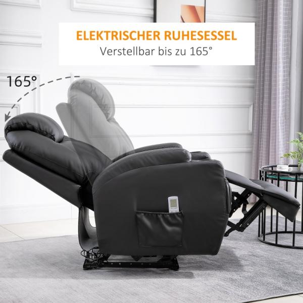 Massagesessel Elektrisch Massagefunktion Liegefunktion Schaumstoff Schwarz - Palo24
