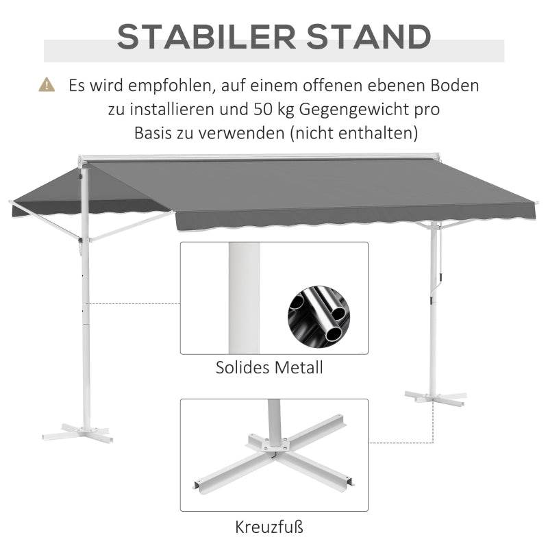 Standmarkise Gartenmarkise mit Faltarm Grau 4,5x3,42m - Palo24