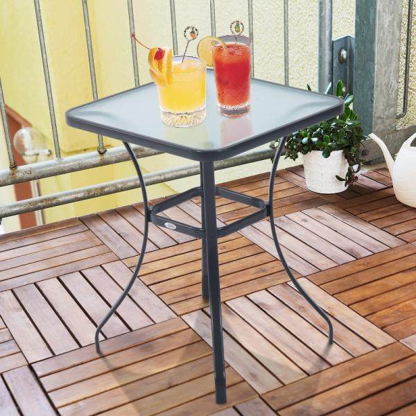 Gartentisch Bistrotisch Hartglas Metall 68,5x68,5cm Schwarz - Palo24