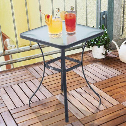 Gartentisch Bistrotisch Hartglas Metall 68,5x68,5cm Schwarz - Palo24