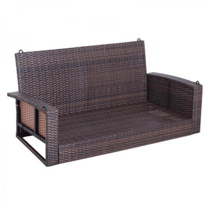 Hängebank 2-Sitzer Rattan Gartenschaukel mit Sitzkissen Hängeschaukel Schaukelbank Braun - Palo24