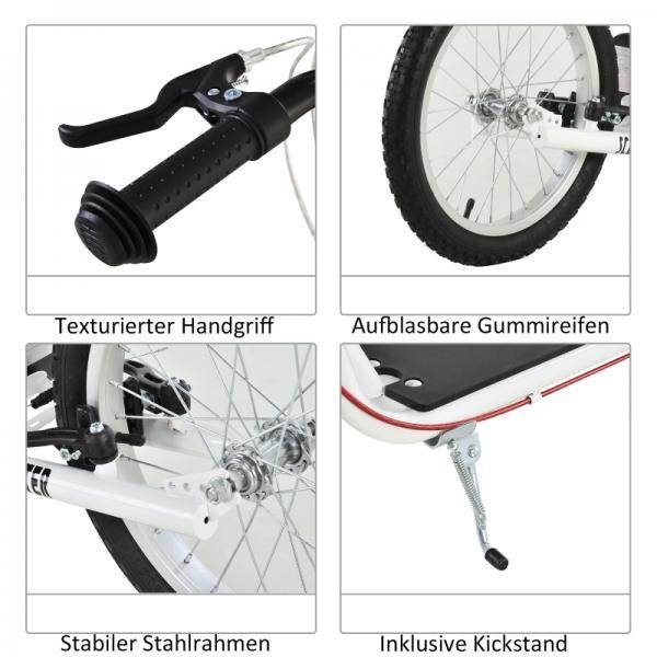 Kinderroller Scooter Tretroller Cityroller Kickscooter Kickboard mit Luftreifen Faltbar 16 Zoll Weiss - Palo24