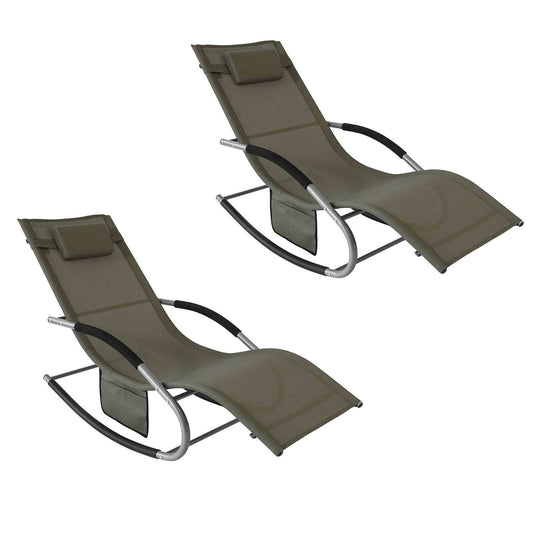 2-er Set Gartenliege | Sonnenliege mit Tasche | Liegestuhl Braun | OGS28-BRx2 - Palo24
