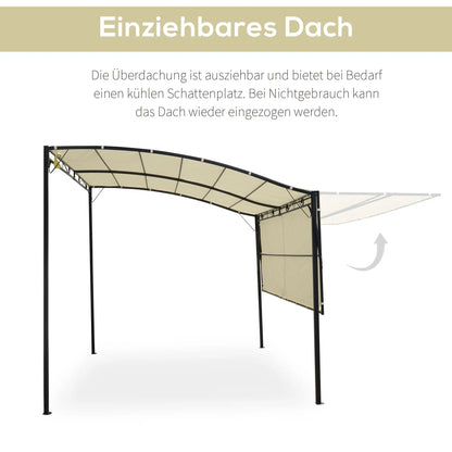 Auvent pavillon de jardin avec toit latéral rabattable crème + noir 3x2,5 m