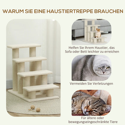 Tiertreppe Katzentreppe Hundetreppe 4 Stufen Beige
