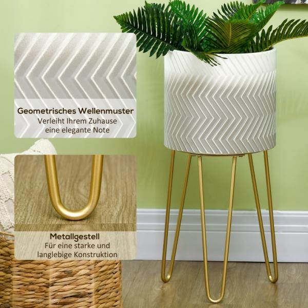Set aus 2 Blumenständern, dekoratives Design, Metallrahmen, 30 x 30 x 67 cm - Palo24