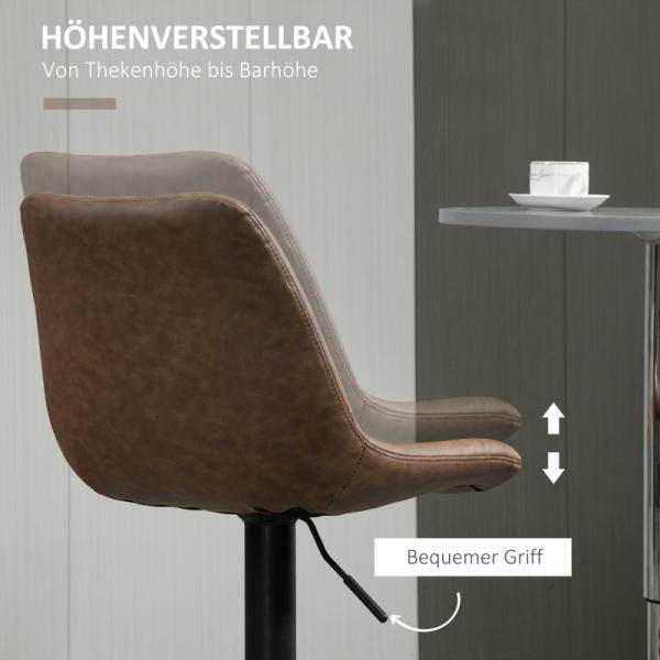 Barhocker 2er-Set im Retrodesign höhenverstellbar Braun - Palo24