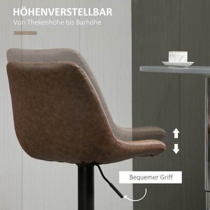 Barhocker 2er-Set im Retrodesign höhenverstellbar Braun - Palo24