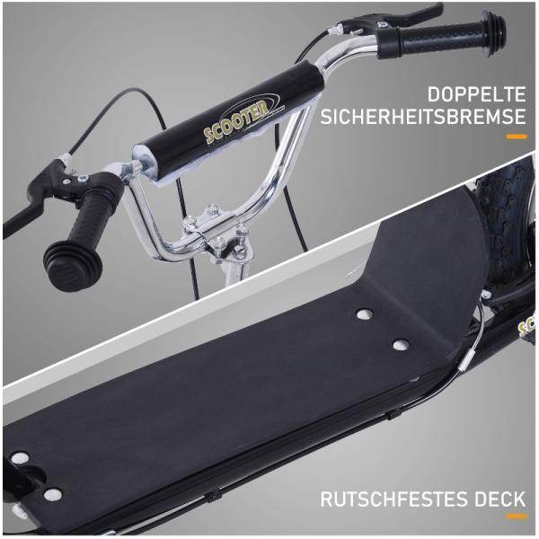 Kinderroller mit Luftreifen Tretroller Cityroller Kickboard Höhenverstellbar Schwarz - Palo24