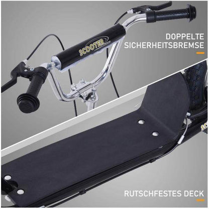 Kinderroller mit Luftreifen Tretroller Cityroller Kickboard Höhenverstellbar Schwarz - Palo24