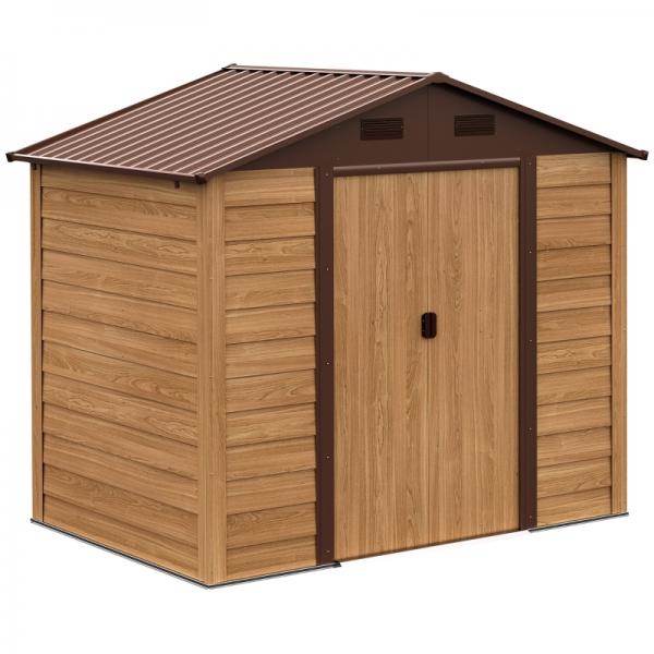 Geräteschuppen Geräteschrank Gerätehaus Gartenhaus Holzmaserungsimitat+Kaffee L152 x B235,7 x H208,7 cm - Palo24