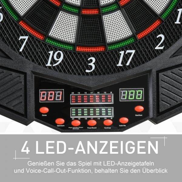 Elektronische Dartscheibe Dartboard Dart-set mit Tür LED Anzeige Soundeffekte - Palo24