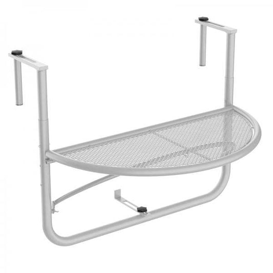 Balkonhängetisch Hängetisch höhenverstellbar halbrund Ø30 cm Terrasse Metall Weiss - Palo24
