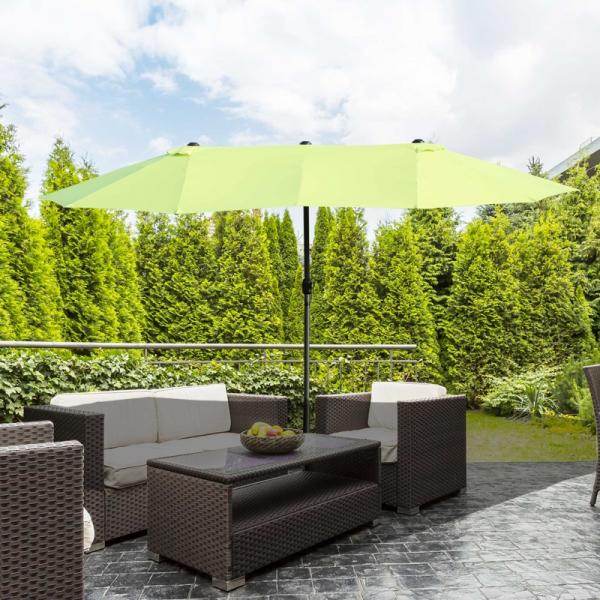 Sonnenschirm Gartenschirm Doppelsonnenschirm mit Handkurbel Grün Oval - Palo24