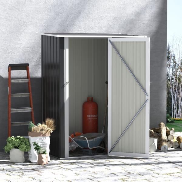 Gerätehaus Gartenhaus Geräteschuppen mit Tür Outdoor Stahl Dunkelgrau - Palo24