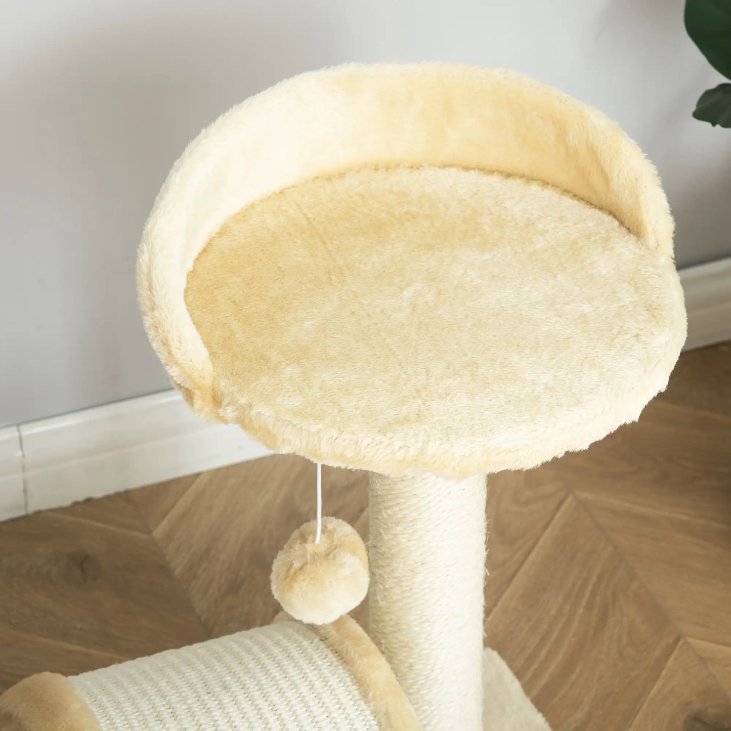 Katzenbaum mit beigem Plüsch 36 cm x 36 cm x 44 cm
