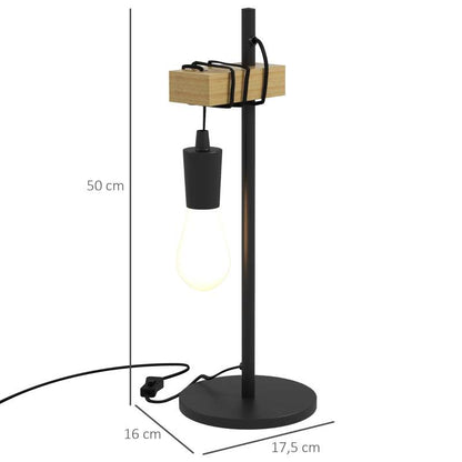 Tischlampe inkl. LED höhenverstellbar, schwarz+Holz - Palo24