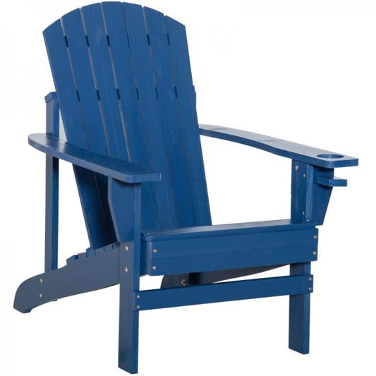 Adirondack-Gartenstuhl mit Becherhalter Gartenliege Balkonstuhl Massivholz Blau - Palo24