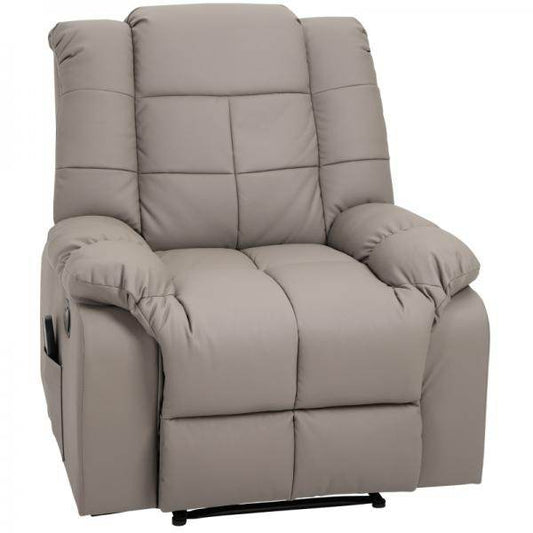 Elektrischer Massagesessel mit Liegefunktion Tasche PU Holz Metall Schaumstoff Grau - Palo24