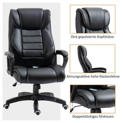 Massagebürostuhl Gamingstuhl 6 Vibrationspunkte schwarz - Palo24