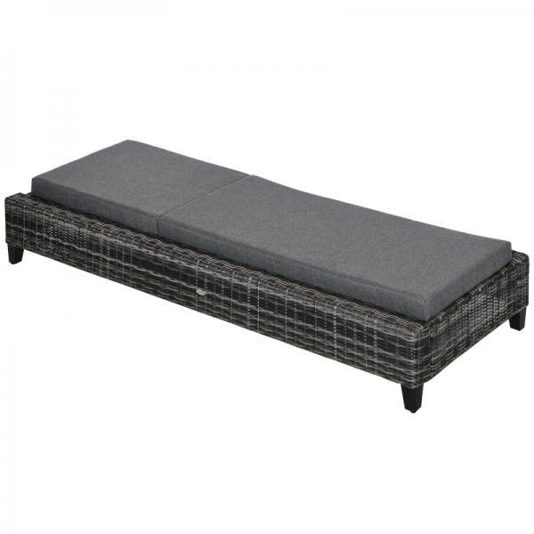 Polyrattan Gartenliege mit Kissen Sonnenliege 5-stufig verstellbar Rattanliege Liege Stahl Grau - Palo24