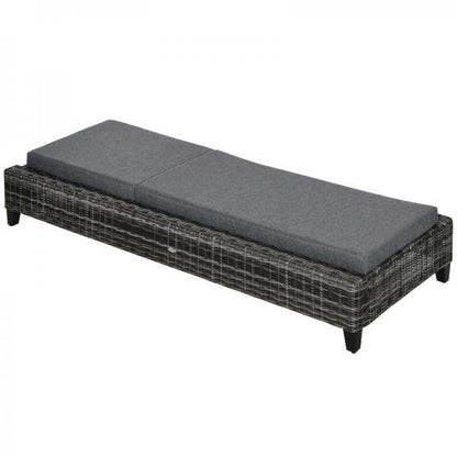 Polyrattan Gartenliege mit Kissen Sonnenliege 5-stufig verstellbar Rattanliege Liege Stahl Grau - Palo24