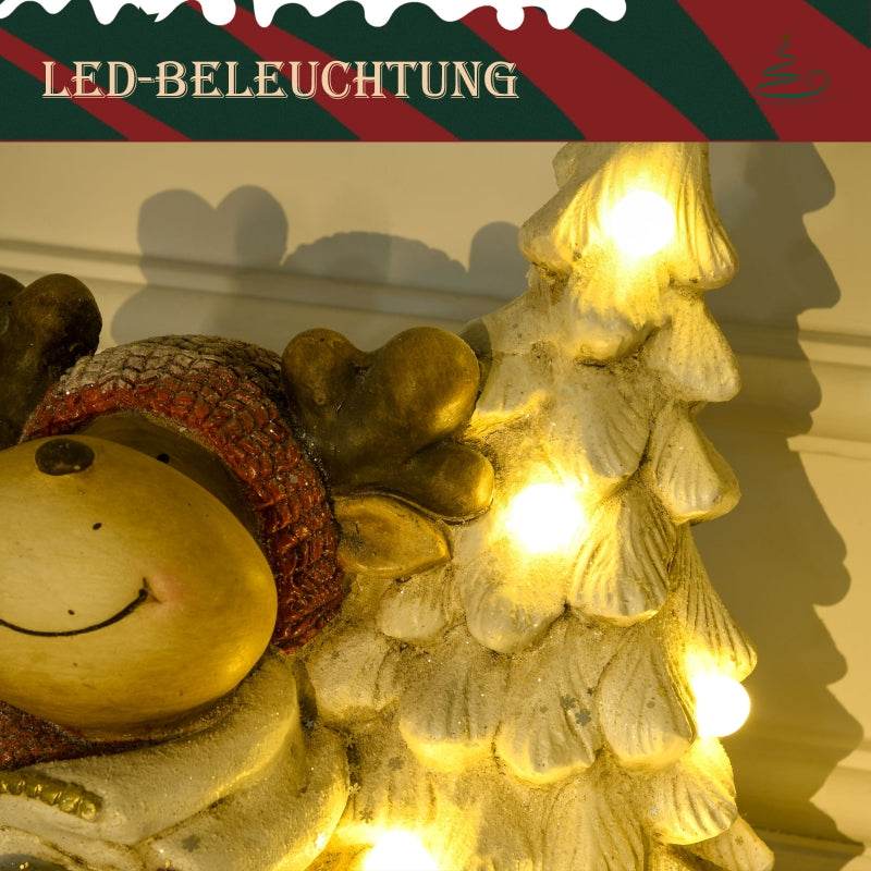 LED Weihnachtsdeko, Rentier mit Weihnachtsbaum 44cm - Palo24