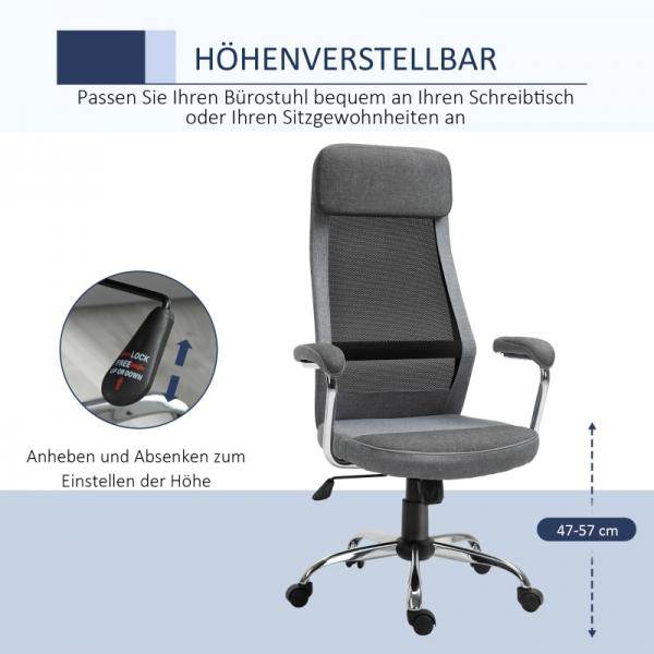 Bürostuhl Höhenverstellung nordischer Stil hellgrau+schwarz - Palo24