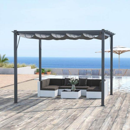 Pavillon Pergola mit Schiebedach Alu Grau 3 x 3 m - Palo24
