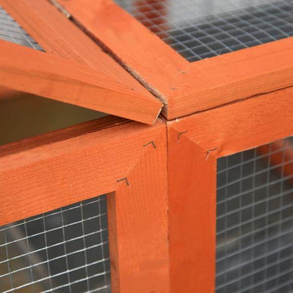 Freilaufgehege für Kleintiere Aufklappbares Dach Tannenholz Orange - Palo24