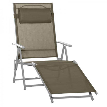 Sonnenliege Liegestuhl Gartenliege Strandliege mit Kopfkissen faltbar Netzstoff Metall Grau+Silber - Palo24