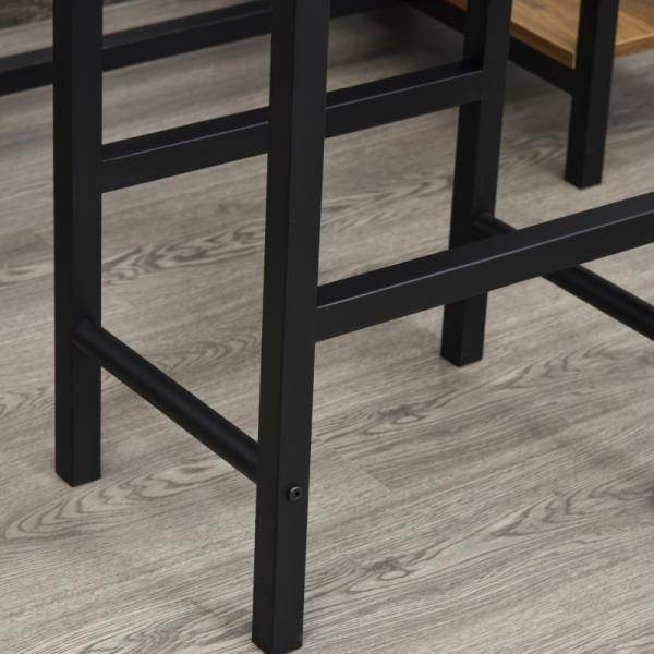 Bartisch-Set, Stehtisch mit 2 Barhockern, 3-teiliges Tischset Natur+Schwarz - Palo24