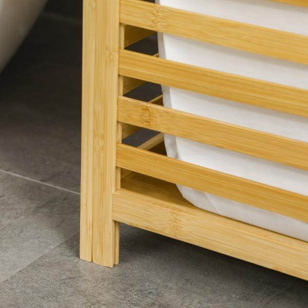 Wäschekorb aus Bambus, herausnehmbarer Wäschesack, wasserbeständig, Natur + Beige - Palo24