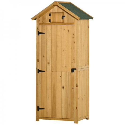 Gartenschrank Gerätehaus Geräteschuppen mit Fachböden Asphaltdach Fenster Holz Gelb+Grün - Palo24
