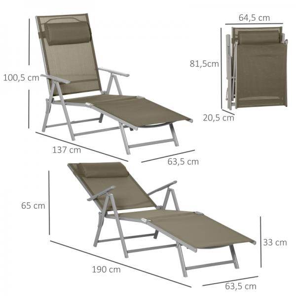 Sonnenliege Liegestuhl Gartenliege Strandliege mit Kopfkissen faltbar Netzstoff Metall Grau+Silber - Palo24