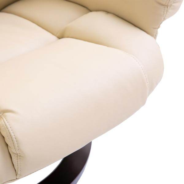 Relaxsessel mit Hocker, Liegefunktion, drehbar, bis 160 kg, Kunstleder creme - Palo24