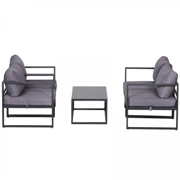 4-tlg. Gartenmöbel Set Sitzgruppe mit Couchtisch Doppelsofa Kissen Alu Grau - Palo24