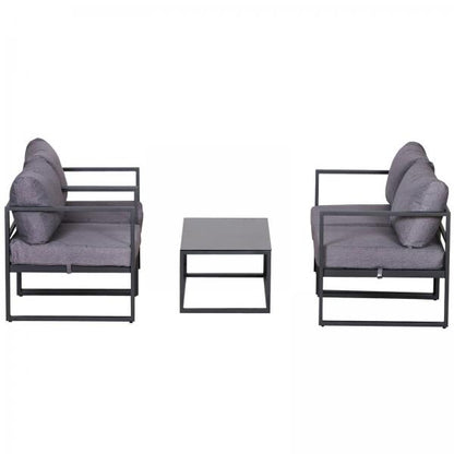 4-tlg. Gartenmöbel Set Sitzgruppe mit Couchtisch Doppelsofa Kissen Alu Grau - Palo24