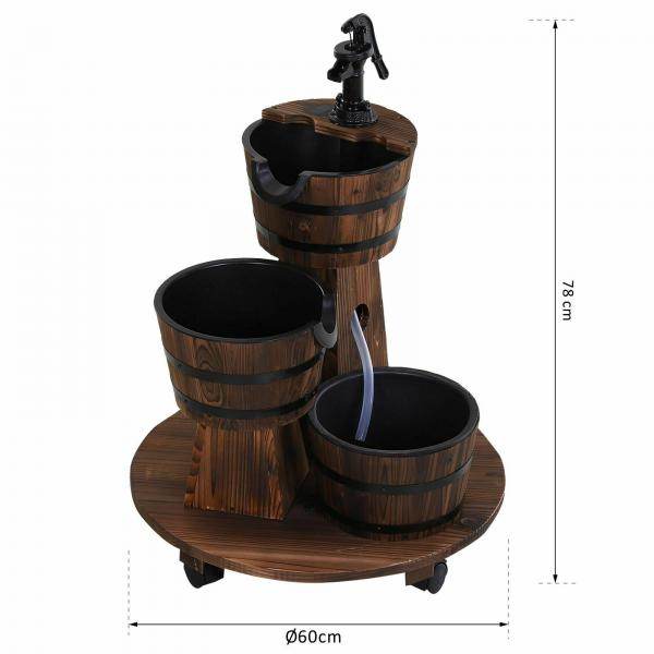 Holzfass-Brunnen Wasserpumpe Rustikales Holz - Palo24
