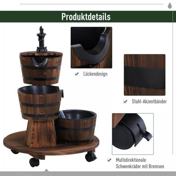 Holzfass-Brunnen Wasserpumpe Rustikales Holz - Palo24
