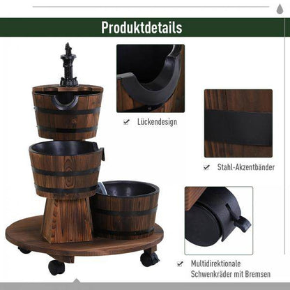 Holzfass-Brunnen Wasserpumpe Rustikales Holz - Palo24