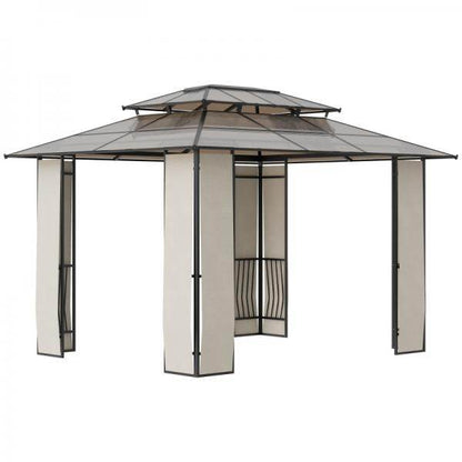 Pavillon mit Dach aus Polycarbonatplatten, Braun, 3,7 x 3 x 2,8 m - Palo24