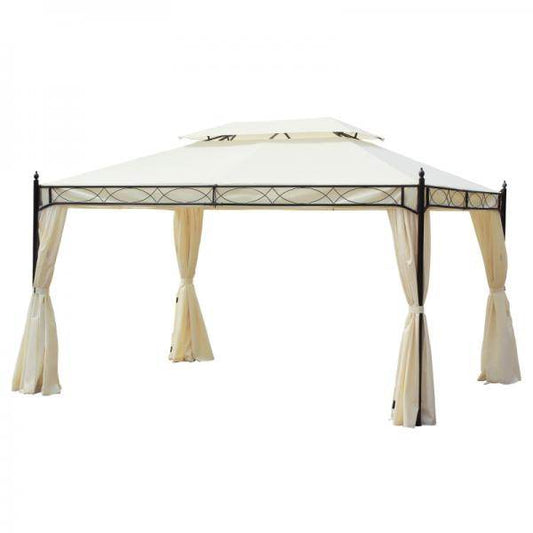 Luxus Pavillon Gartenpavillon Partyzelt Festzelt Gartenzelt Pagode 3x4 m Creme - Palo24