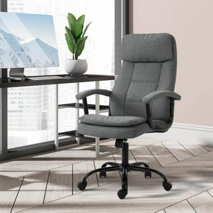Bürostuhl höhenverstellbarer mit Massagefunktion, ergonomischer Drehstuhl Leinen-Gefühl Grau - Palo24