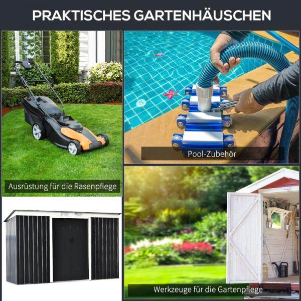 Gerätehaus Gartenhaus Geräteschuppen mit Schiebetür Fenster Outdoor Stahl Grau - Palo24