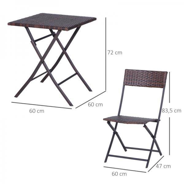 Bistroset Polyrattan 3 tlg. Sitzgarnitur Balkonset - Palo24