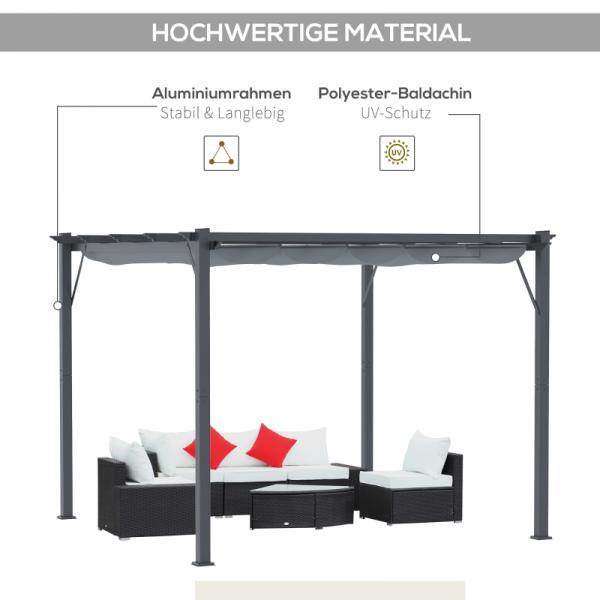 Pavillon Pergola mit Schiebedach Alu Grau 3 x 3 m - Palo24